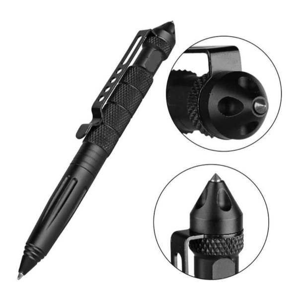 Multifunction Defense Tactical Pen Hård Aluminium Halkfri bärbar självförsvar Stål Glas Breaker Survival Kit