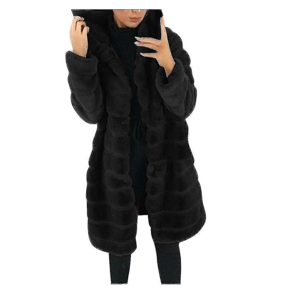 Kvinnor Faux Fur Coat Vinter Casual Coat Långärmad Fleecejacka XL Gray