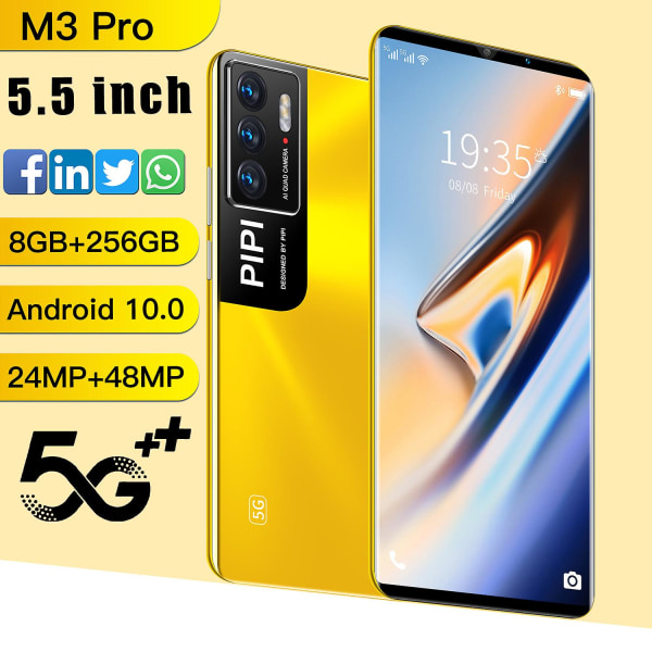 2022 ny mobiltelefon 5g X30 Pro Android Smartphone, 5,5-tums Android11 12gb+512gb Yellow