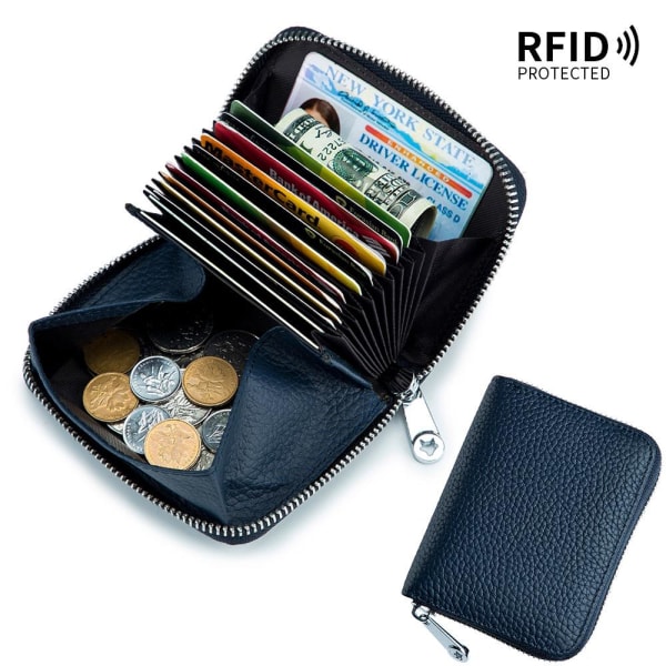RFID säker läderplånbok Mörkblå Mörkblå