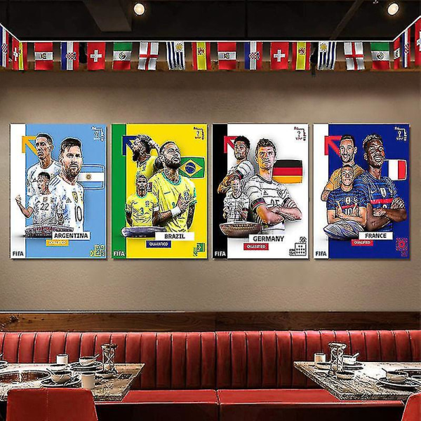 15 Kameron# 2022 Qatar World Football Star Star Poster C Ronaldo Messi Sticker Dorm Y Wall Sticker Tapetdekoration 50X40cm
