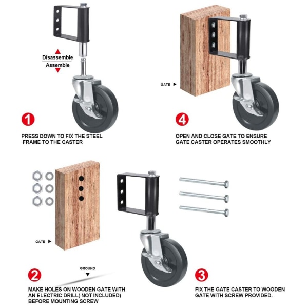 Gate Caster Gate Wheel Svängbara hjul