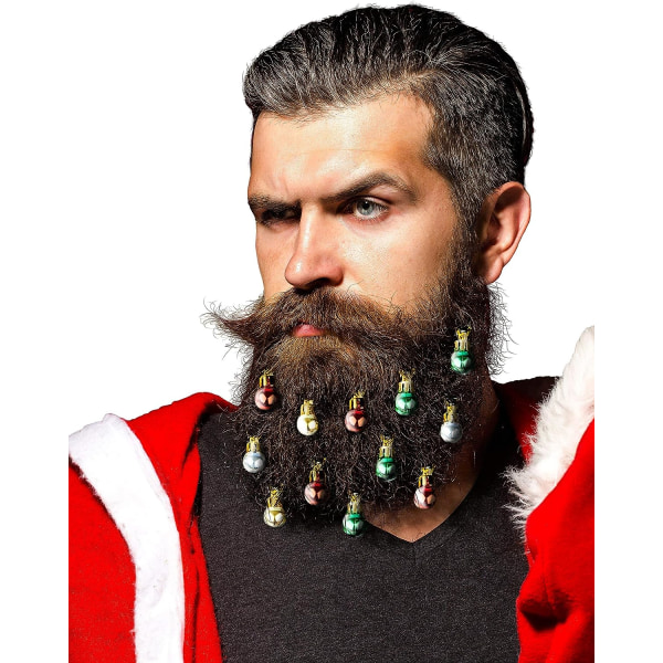 Skäggprydnader - original 12-delade julhår- och hårprydnader med färgglada julfärger, lämplig för män i semesterns anda, e