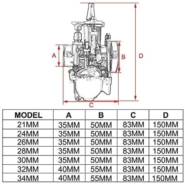 21 mm förgasare, PWK 21 Motorcykel Power Jet Carb Racing Performa
