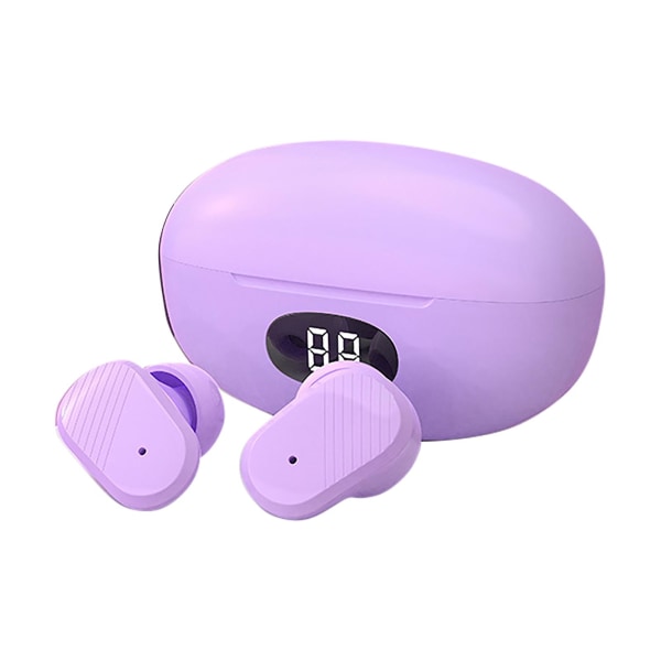 Hopeup Trådlösa hörlurar Multifunktionell Smart Touch Digital Display In-ear Mini Trådlöst Bluetooth-kompatibelt headset för kontor Purple