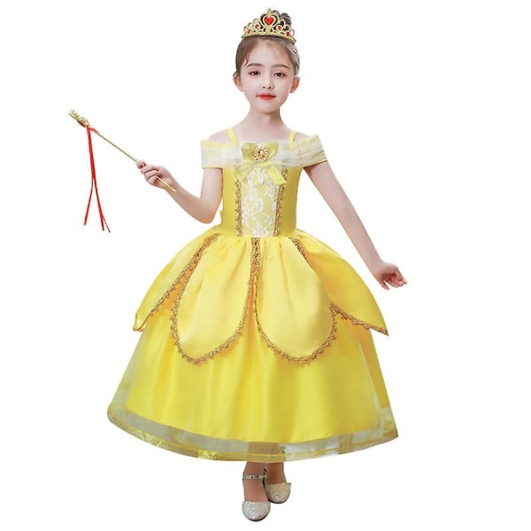 Halloween flickklänningar, Frozen Princess Belle Princess kostym 6-7Y