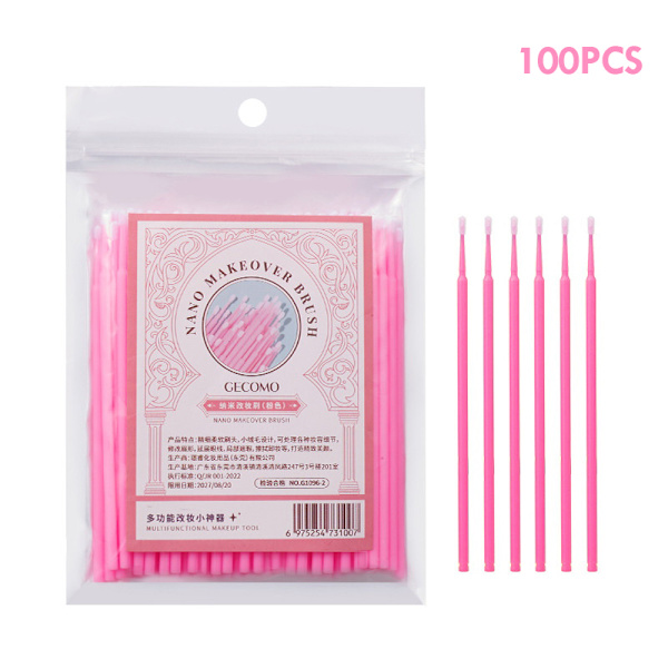 100 st Engångs ögonfransförlängning mikroborsteapplikator Pink