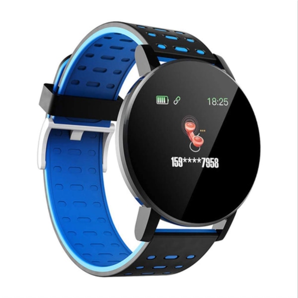 Bluetooth Smartwatch Blodtrycksmätare Unisex och Fitness Tracker- USB-laddning Blue