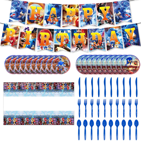 Sonic Party Servis Banner Set Party Supplies Dekoration