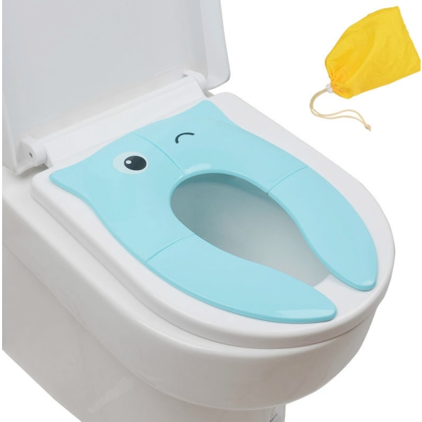 Blå hopfällbar resetoalettreducerare Bärbar toalettstol för barn för Baby Comfort PP-material med 4 halkfria silikonkuddar och 1 bärväska
