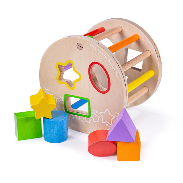 Bigjigs Toys My First Wooden Rolling Shape Sorter Blocks Toddler Kid Educational Multicoloured