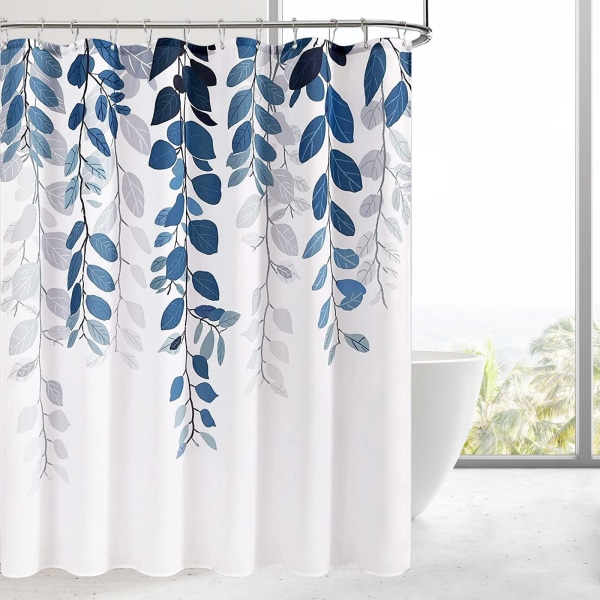 Blå Eucalyptus duschdraperi för badrum, 180 x 180 cm