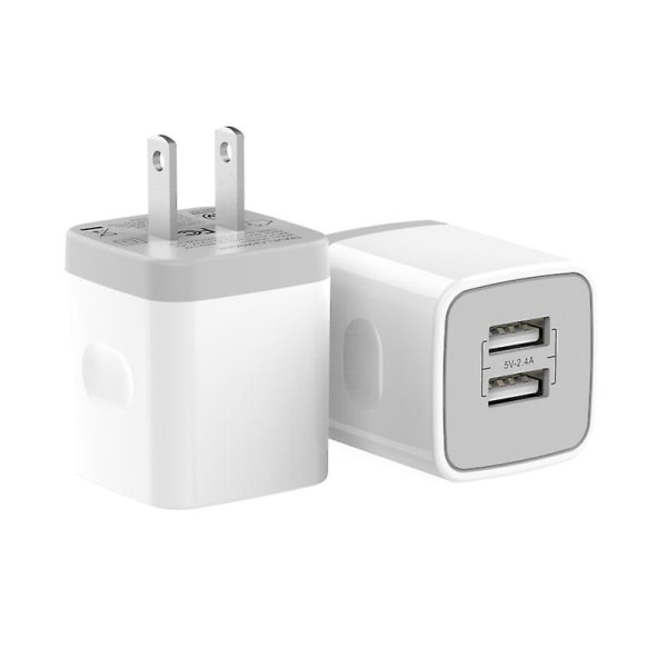 USB väggladdare, laddare Adapter, 2-pack 2,4amp Dual Port Quick Charger Plug Cube För Iphone Se/11 Pro Max/8/7/6s/6s Plus/6 Plus/6, Samsung Galaxy S7