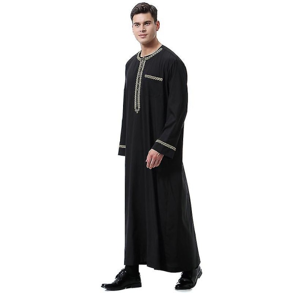 Herr Mu Kaftan Robe Dubai Tunika Top Blus Thobe Kläder Black 3XL Black 3XL