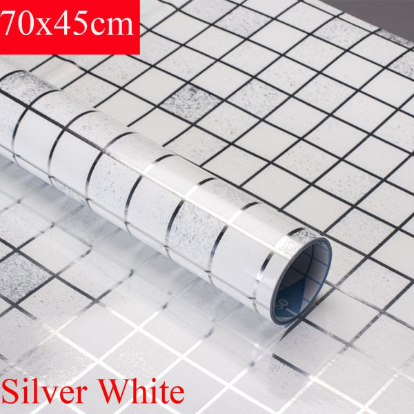 Oljebeständigt klistermärke på väggpapper Bakgrund SILVER WHITE silver white 70x45cm