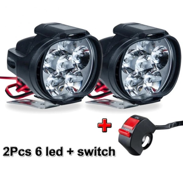 2st Motorcykelstrålkastare 6 LED Vita Spotlights