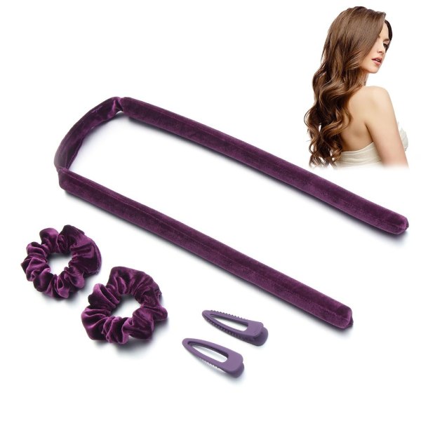 Heatless Curling Rod Headband Hair Rollers PURPLE purple