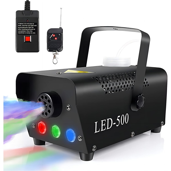 Dim rökmaskin med 3 LED-ljus, dimdesinfektion med trådbunden mottagare och trådlös fjärrkontroll, perfekt för Weddi