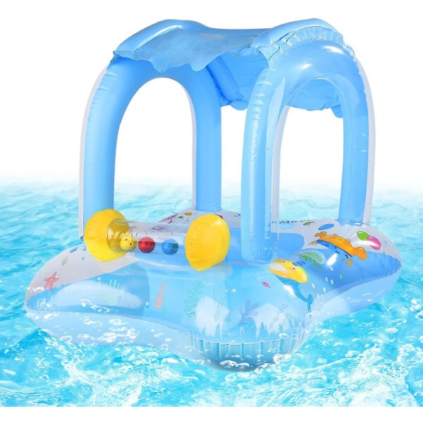 Barnsimring, Uppblåsbar poolboj för barn, Flytande simring med solskydd, Baby för barn Pojkar Flickor