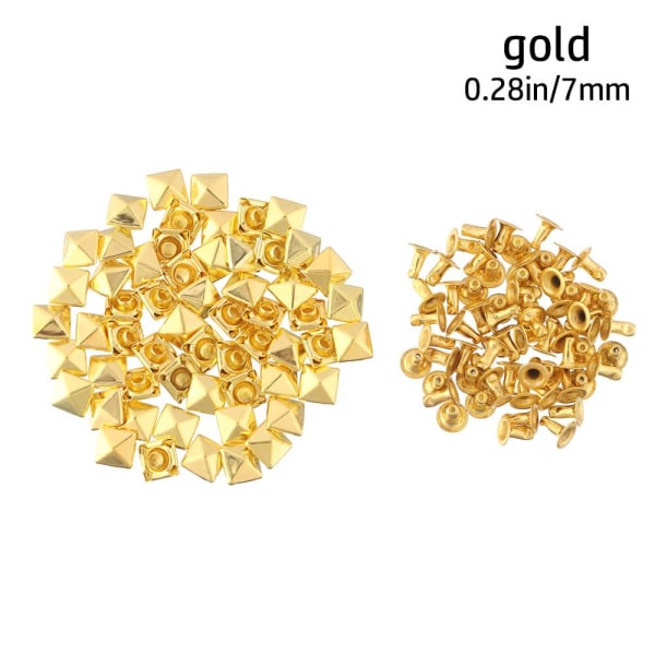 50Set Fyrkantiga nitar Fix Dubbar GULD 7MM gold 7mm