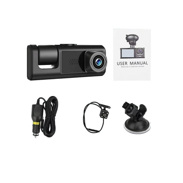 Bil Dvr 3 Camera Lens Hd 1080p Dash Camera Dual Lens Dashcam Video Recorder 24h parkeringsövervakning