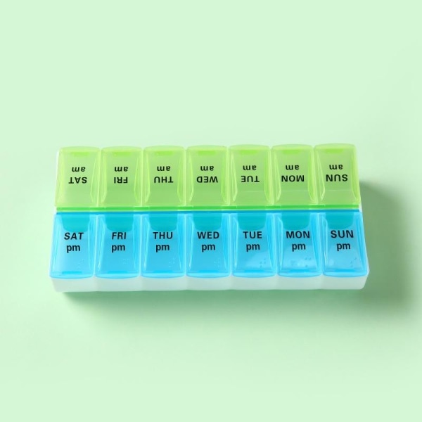 dosette pillerask medicin ask piller dosett 14 fack grön
