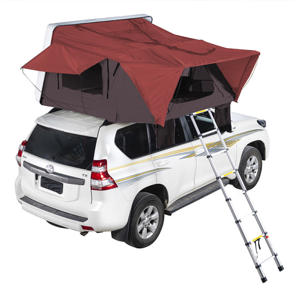 Utomhus bil tak tält SUV bil ABS hårt skal utomhus camping tält 4 personer stort utrymme tak tält, kaffe + vin rött,