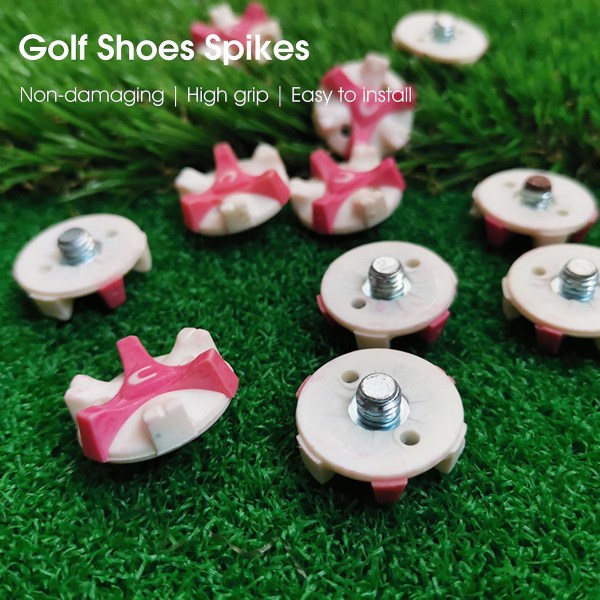 Kaesi 10st Golfskor Spikes Universal Halkfri Portable Golf Spikes Pins Cleat Skruv Tillbehör Utrustning Träningshjälpmedel för utomhusbruk Pink White