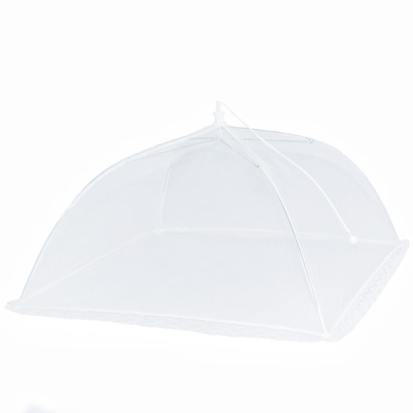 Vit 1st hopfällbar matklocka form flugnät mesh Cover paraplytält insektsskyddande cover för BBQ picknickmat 43x43cm