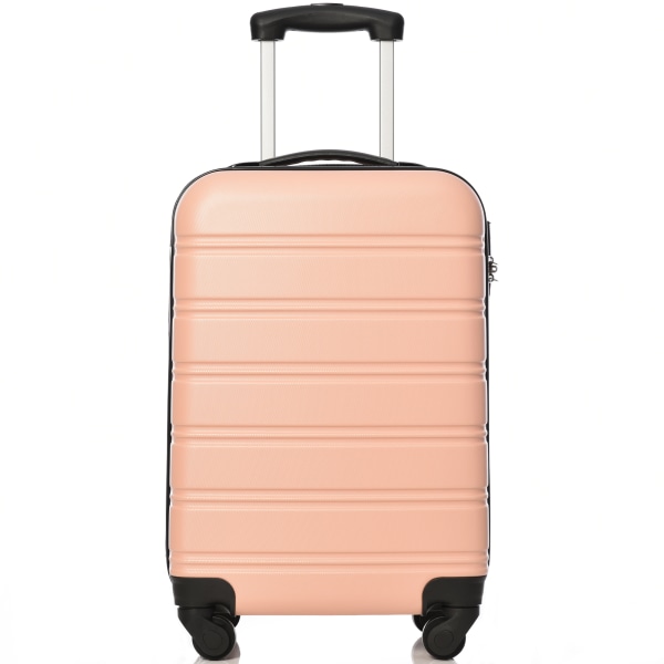 Hårt skal resväska, rullande resväska, resväska, handbagage 4 hjul, ABS material, 57*35*23, rosa