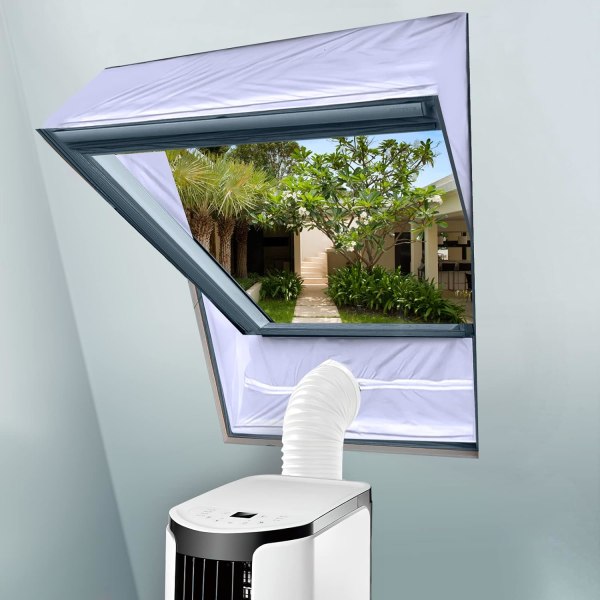 Fönstertätning för mobil luftkonditionering, centerpivot fönsterisoleringsduk, omkrets upp till 460 cm, lämplig för alla mobila luftkonditioneringar