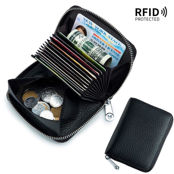 RFID säker läderplånbok Svart Svart