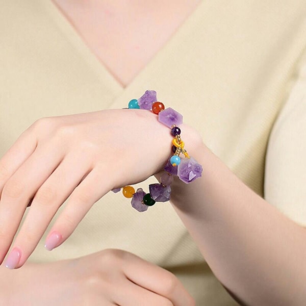 Naturligt kristallarmband Lavendel Ametist Armband Beaded