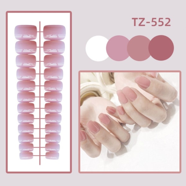 24st kort fyrkantigt huvud lösnaglar glänsande bärbara falska naglar TZ-5-552