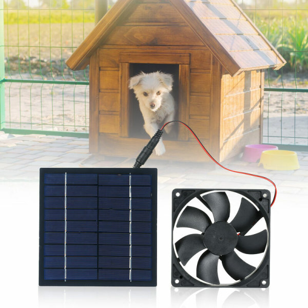 Solpanelsdriven fläkt minifläkt 5W 6V solljusdriven solfläkt/IP65  vattentät/för hund hönshus Växthus husbil tak 00d9 | Fyndiq