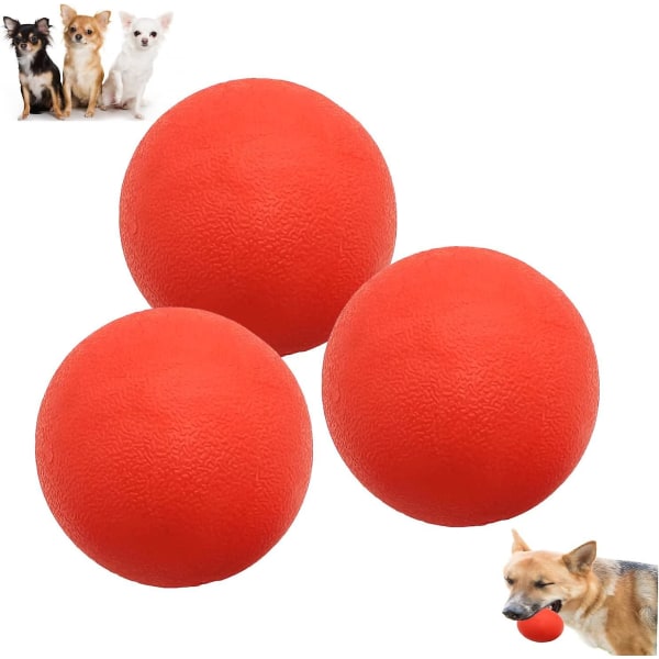 3-pack hundbollar oförstörbar - 100 % naturgummi hundboll giftfri tuff leksak för liten medelstor hund