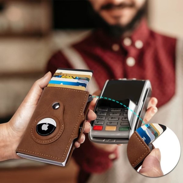 Smart AirTag -plånbok för män med korthållare för myntfack för litet  RFID-skydd (brun) 97cc | Fyndiq
