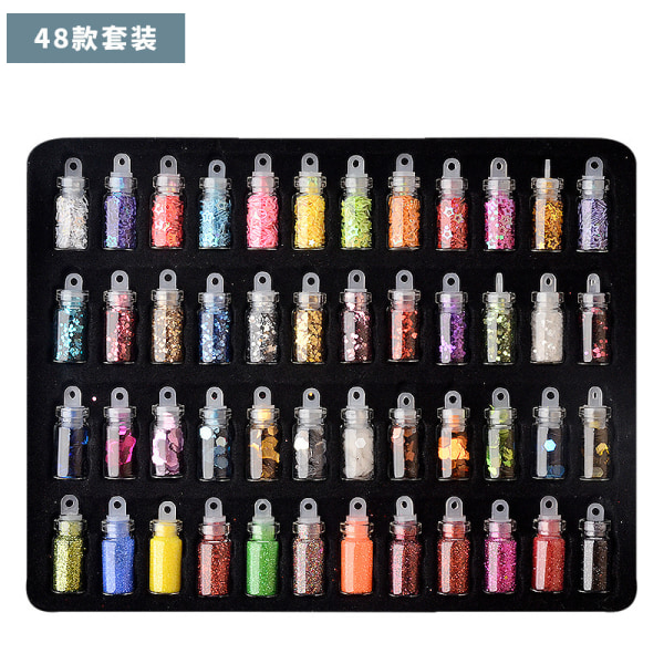 48 flaskor 3D Nail Glitter Paljetter Nagel Glitter Set