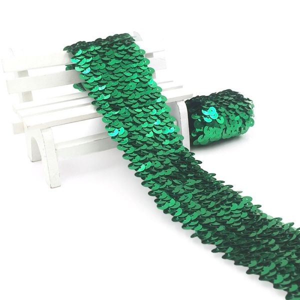 Paljett Spetsband Handdekorerad GRÖN Green