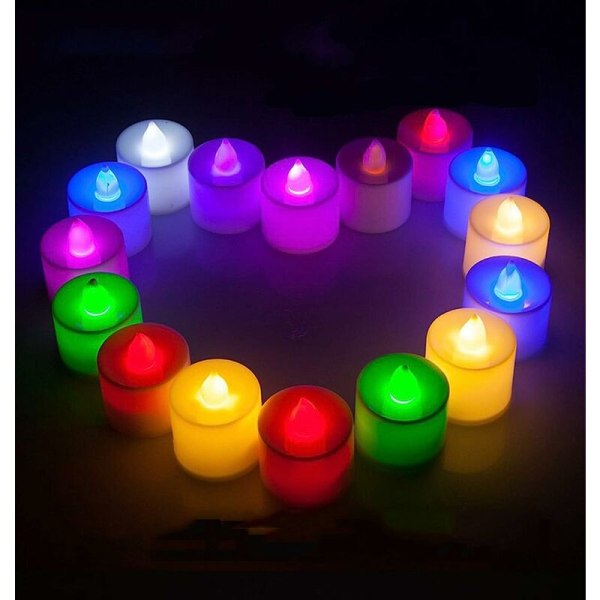 24st färgglada falska ljus Ljus Flamlösa LED värmeljus Batteridrivna lampor Bekännelse bröllop semesterdekorationer (flerfärger)