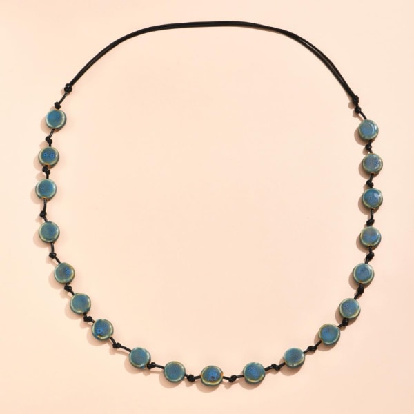 Långt halsband Keramisk pärla BLÅ blue