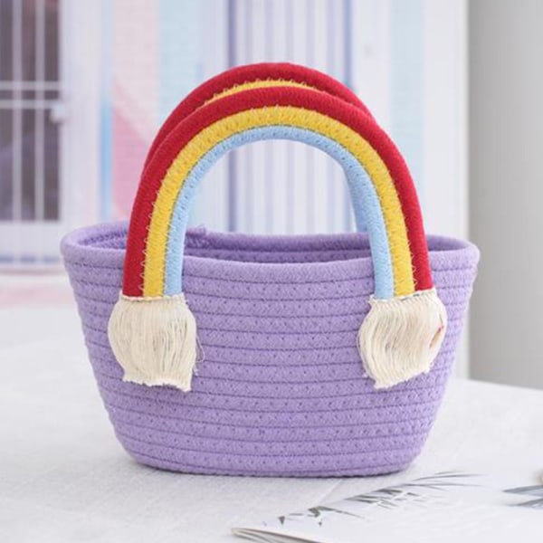 Cotton Rope Woven Bag Handväskor LILA purple