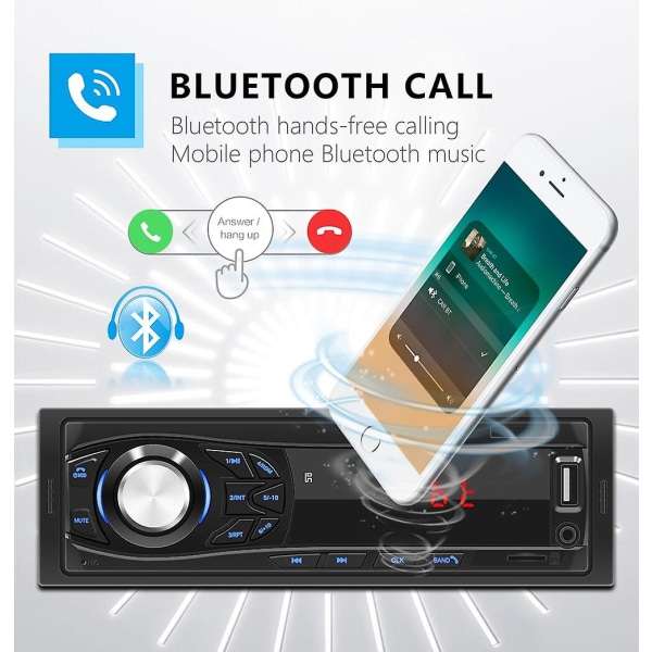 12V Bilradio Stereo Bluetooth Fjärrkontroll Laddare telefon USB/SD/AUX-IN Audio MP3-spelare 1 DIN In-Dash Bilstereo