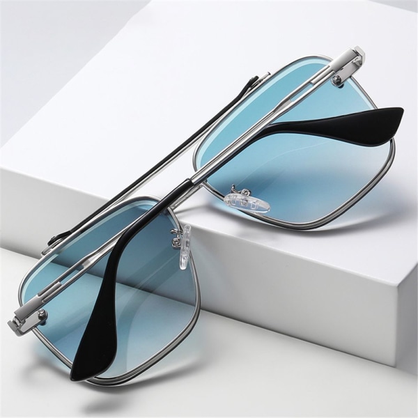 Metallram Solglasögon Unisex Coola körglasögon Silver/Blue Silver/Blue