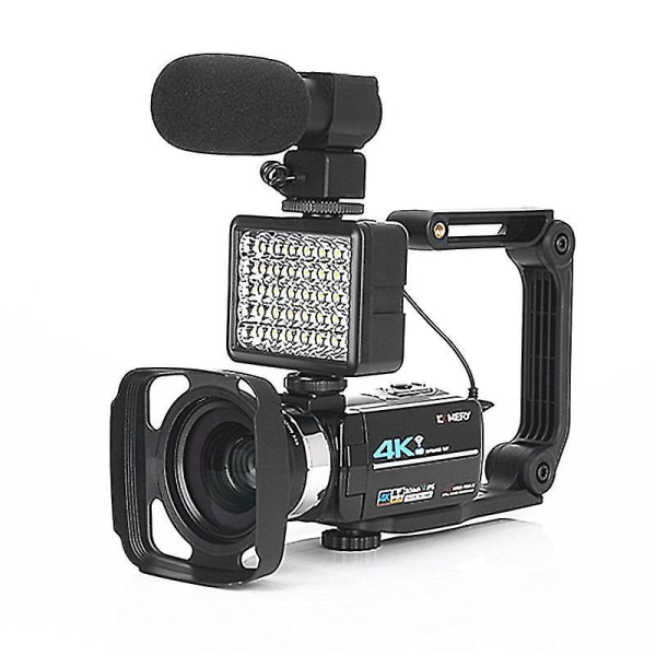 4k-kamerakamera Ac5 Uhd-kamera med 12x optisk zoom 3,1 tum Ips Hd 1080p 60fps Digital Wifi Vlogg-kamera med mikrofon, videoljus, vidvinkel