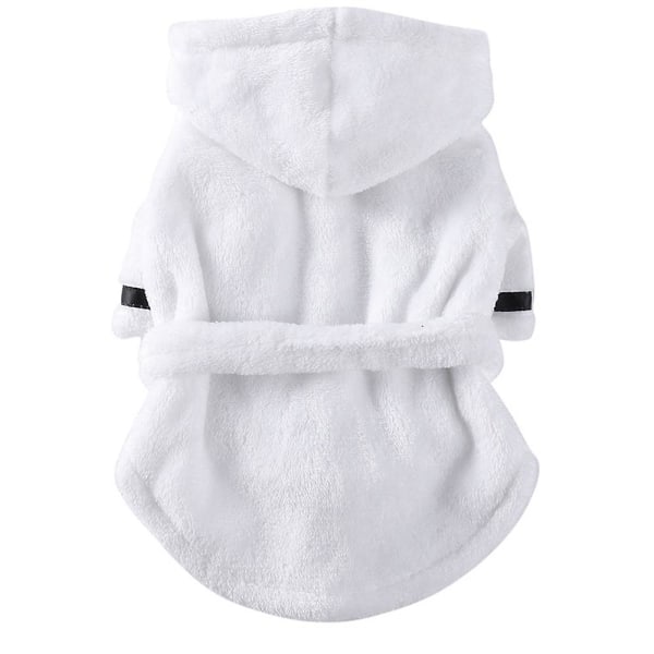 Valprock Hundtorr handduksrock med huva och bälte, lätt att bära YP01A white S