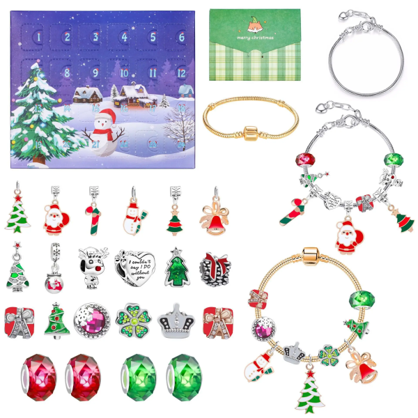 2023 adventskalender med 24 st julklappar för tjejer Modesmycken DIY Armband Halsband Nedräkningskalender Barn Nyår style 5 one size