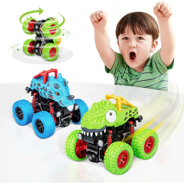 Leksaker för pojkar 2-5 år, monstertruckar för barn 2-6 år, dinosauriebilar, dinosaurieleksaker för pojkar 3-5 år
