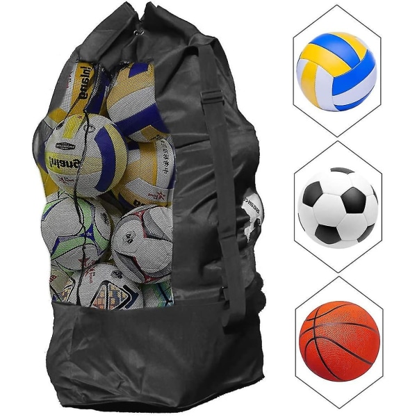 Nätutrustningsväska Justerbar Drawsing Mesh Ball Bag Kompatibel med Tränare Vattentät Fotbollsväska Kompatibel med Fotboll Basket Voll