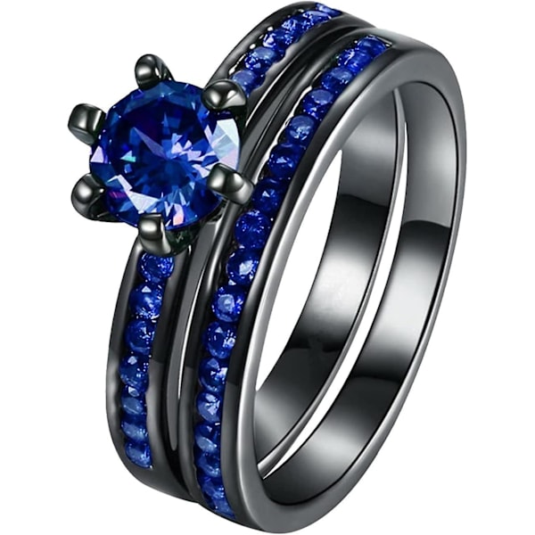 2pc Stackable Rings For Women - Zirconia Gemstone Rhinestone Studded Promise Rings Jewelry Gifts Size 5-12, Blue11